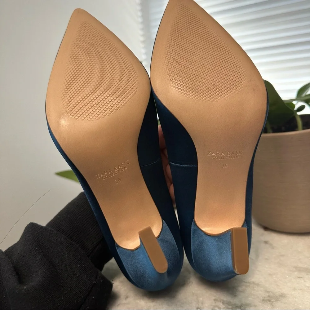Zara - Satiny Blue Heels - Picture 6 of 7